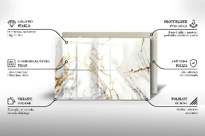 Dessous de bougie rectangulaire Marbre clair avec or