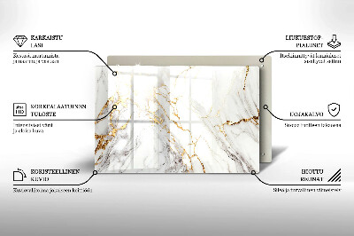 Dessous de bougie rectangulaire Marbre clair avec or