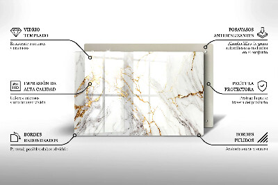 Dessous de bougie rectangulaire Marbre clair avec or