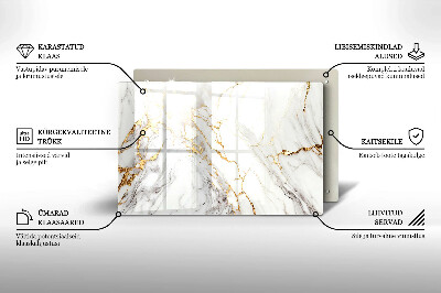 Dessous de bougie rectangulaire Marbre clair avec or