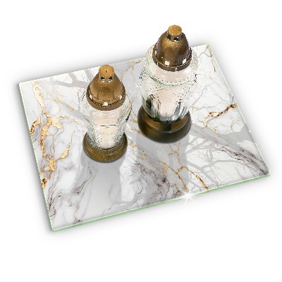 Dessous de bougie rectangulaire Marbre clair avec or