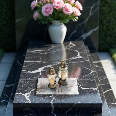 Dessous de bougie rectangulaire Marbre clair avec or