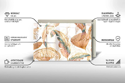 Dessous de bougie rectangulaire Plumes et feuilles bohèmes