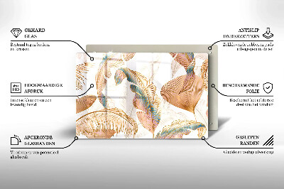 Dessous de bougie rectangulaire Plumes et feuilles bohèmes