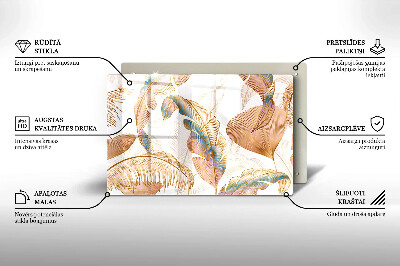 Dessous de bougie rectangulaire Plumes et feuilles bohèmes