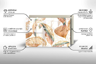 Dessous de bougie rectangulaire Plumes et feuilles bohèmes
