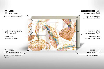 Dessous de bougie rectangulaire Plumes et feuilles bohèmes