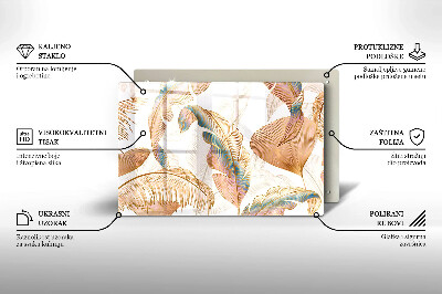 Dessous de bougie rectangulaire Plumes et feuilles bohèmes