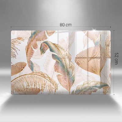 Dessous de bougie rectangulaire Plumes et feuilles bohèmes