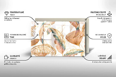 Dessous de bougie rectangulaire Plumes et feuilles bohèmes