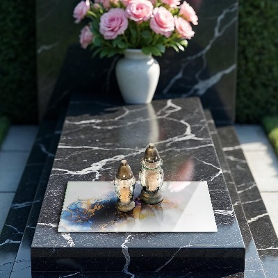 Dessous de bougie rectangulaire Abstraction avec du bleu