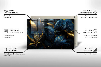 Dessous de bougie rectangulaire Feuilles décoratives avec de l'or