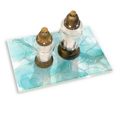 Dessous de bougie rectangulaire Abstraction bleue et or