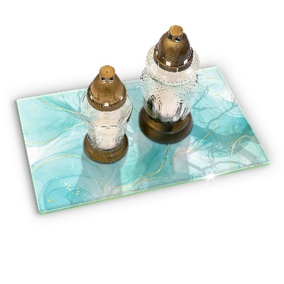 Dessous de bougie rectangulaire Abstraction bleue et or