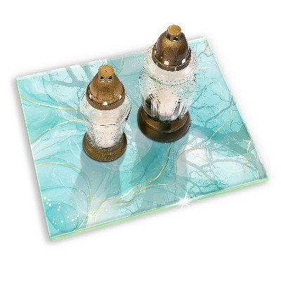 Dessous de bougie rectangulaire Abstraction bleue et or