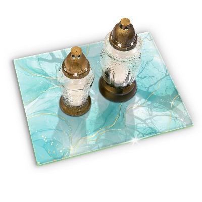 Dessous de bougie rectangulaire Abstraction bleue et or