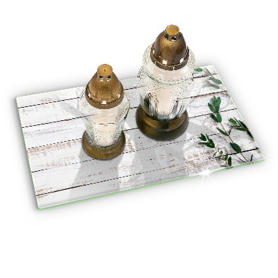 Dessous de bougie rectangulaire Vieilles planches et feuilles