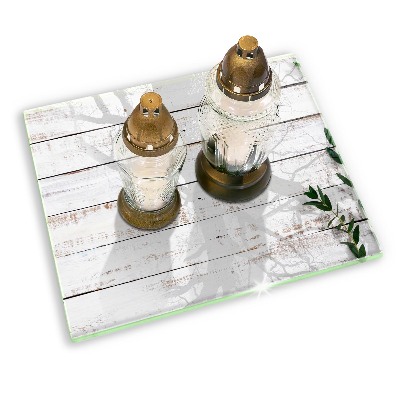 Dessous de bougie rectangulaire Vieilles planches et feuilles