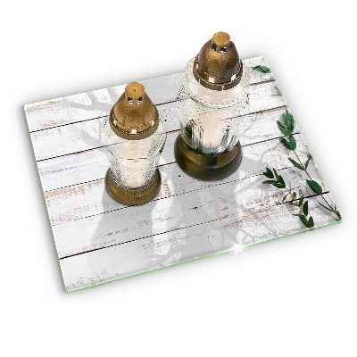 Dessous de bougie rectangulaire Vieilles planches et feuilles