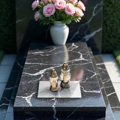 Dessous de bougie rectangulaire Fond de pierre de marbre