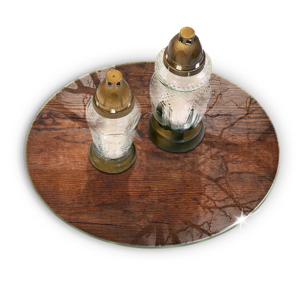 Dessous de bougie rond Planche en bois foncé