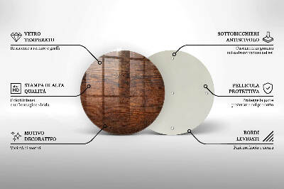 Dessous de bougie rond Planche en bois foncé