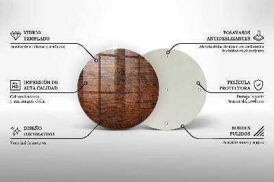 Dessous de bougie rond Planche en bois foncé