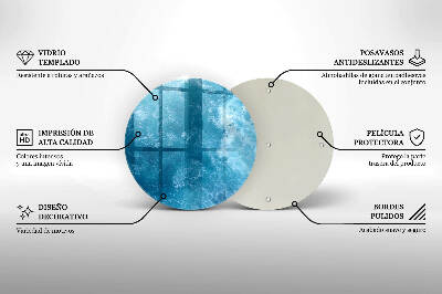 Dessous de bougie rond Eau bleue