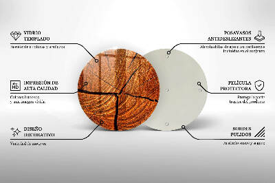 Dessous de bougie rond Structure du tronc en bois