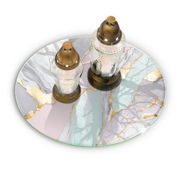 Dessous de bougie rond Marbre pastel