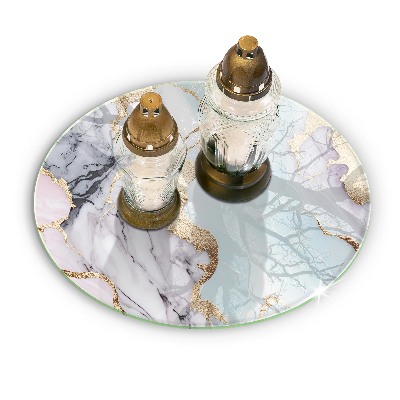 Dessous de bougie rond Marbre pastel