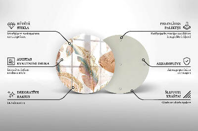 Dessous de bougie rond Plumes et feuilles bohèmes