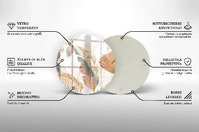 Dessous de bougie rond Plumes et feuilles bohèmes