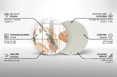Dessous de bougie rond Plumes et feuilles bohèmes