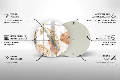 Dessous de bougie rond Plumes et feuilles bohèmes