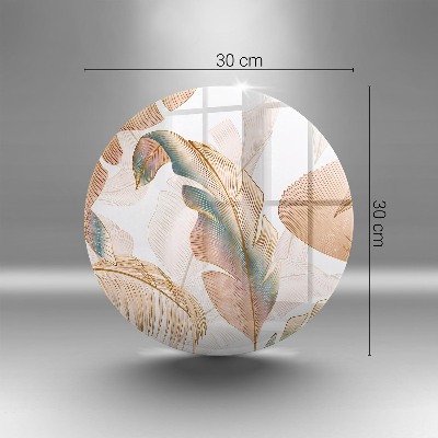 Dessous de bougie rond Plumes et feuilles bohèmes
