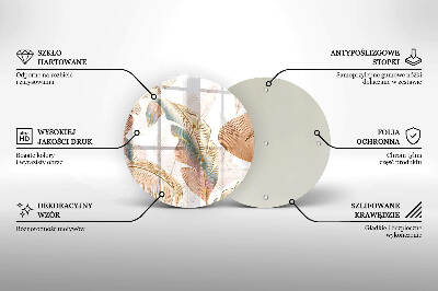Dessous de bougie rond Plumes et feuilles bohèmes