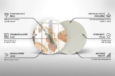 Dessous de bougie rond Plumes et feuilles bohèmes