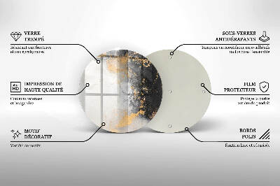 Dessous de bougie rond Abstraction avec de l'or