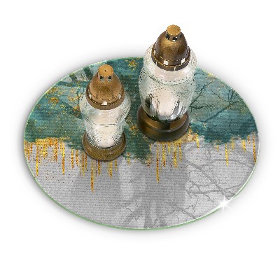 Dessous de bougie rond Abstraction avec de l'or