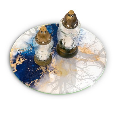 Dessous de bougie rond Abstraction avec du bleu