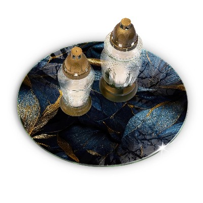 Dessous de bougie rond Feuilles décoratives avec de l'or