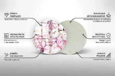 Dessous de bougie rond Bouquet de pivoines