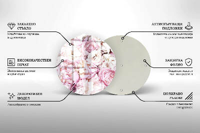 Dessous de bougie rond Bouquet de pivoines