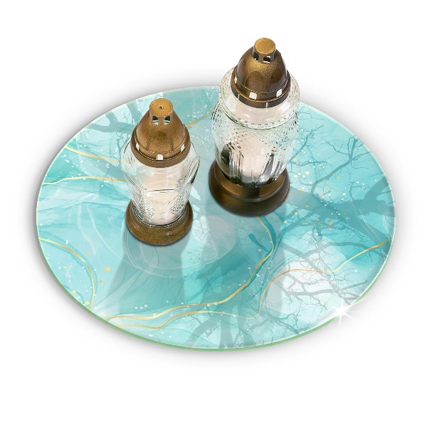 Dessous de bougie rond Abstraction bleue et or