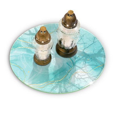 Dessous de bougie rond Abstraction bleue et or