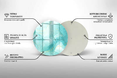 Dessous de bougie rond Abstraction bleue et or