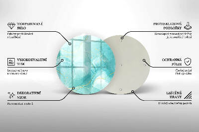 Dessous de bougie rond Abstraction bleue et or