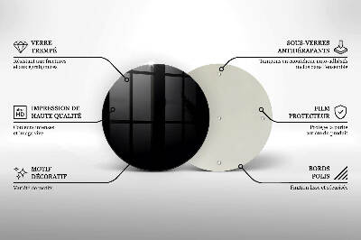 Dessous de bougie rond Couleur noire