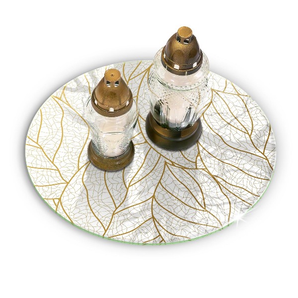 Dessous de bougie rond Motif de feuille d'art en ligne